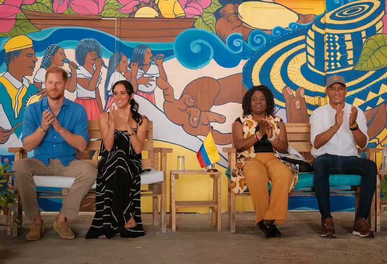 Prince Harry And Meghan Markle Visit Escuela Tambores De Cabildo And San Basilio De Palenque In Cartagena - 18 Aug 2024
