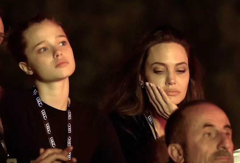 Angelina Jolie and her daughter Shiloh Jolie-Pitt attend the Maneskin's concert for the world premiere of the "Loud Kids Tour" at the "Circo Massimo" in Rome.