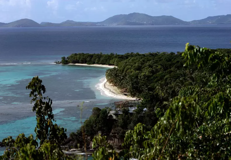 The view from Princess Margaret's former villa, Les Jolies Eaux, on the island of Mustique, St. Vincent and the Grenadines.