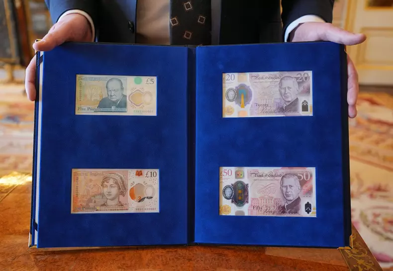 King Charles with new bank  notes