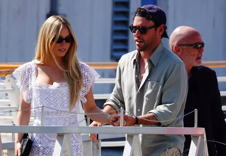 Sydney Sweeney and Scooter Braun leave Venice