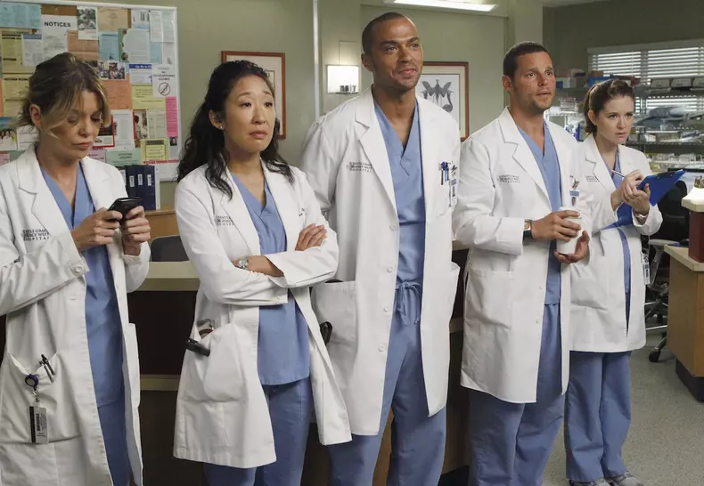 ELLEN POMPEO, SANDRA OH, JESSE WILLIAMS, JUSTIN CHAMBERS, SARAH DREW