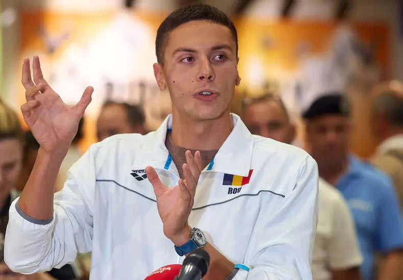 Double Gold Hero Swimmer David Popovici Back in Romania, Otopeni, Ilfov - 03 Aug 2025