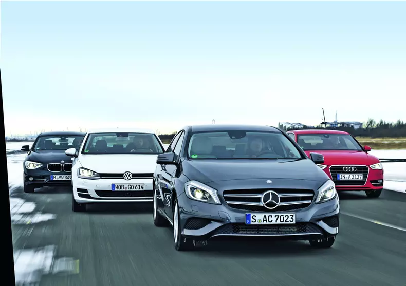 Mercedes A Klasse, BMW 1er, VW Golf, Audi A3