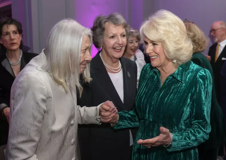 Queen Camilla meets Vanessa Redgrave (left) wand Dame Penelope Keith (centre) at a Celebration of Shakespeare event at Grosvenor House, central London, marking 400 years since the first Shakespeare folio. Picture date: Wednesday February 14, 2024.