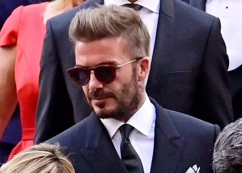 *PREMIUM-EXCLUSIVE* *MUST CALL FOR PRICING* Former England footballer David Beckham looks dapper while pictured with his daughter Harper Seven together with Domenico Dolce going to the Riva event at the Fenice theatre in Venice.