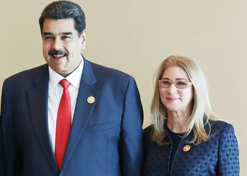 NICOLÁS MADURO, President of Venezuela with his wife Cilia Flores in October 2019