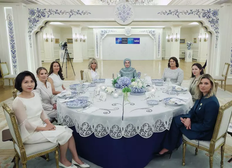 Turkish First Lady Emine Erdogan hosts spouses of leaders