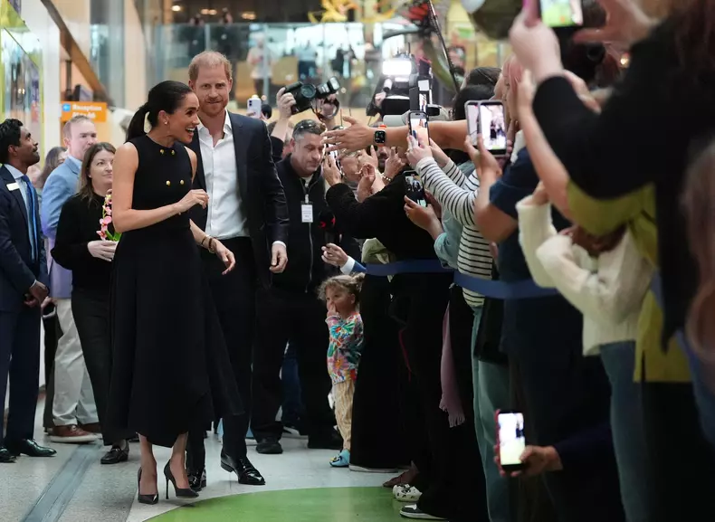 The Duke and Duchess of Sussex during a visit to the Royal Children's Hospital Melbourne, Victoria, on day one of the royal trip to Australia. Picture date: Tuesday April 14, 2026.