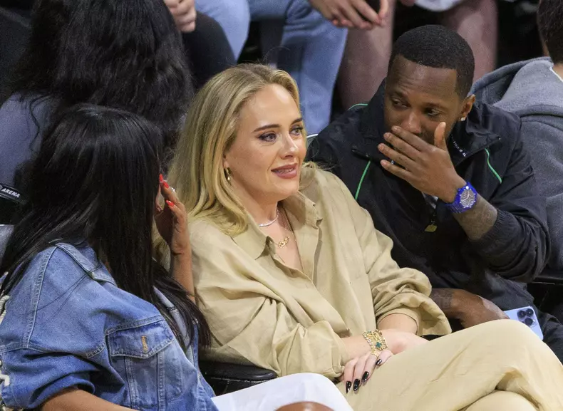 Adele and Rich Paul at Lakers v Warriors Game 3
