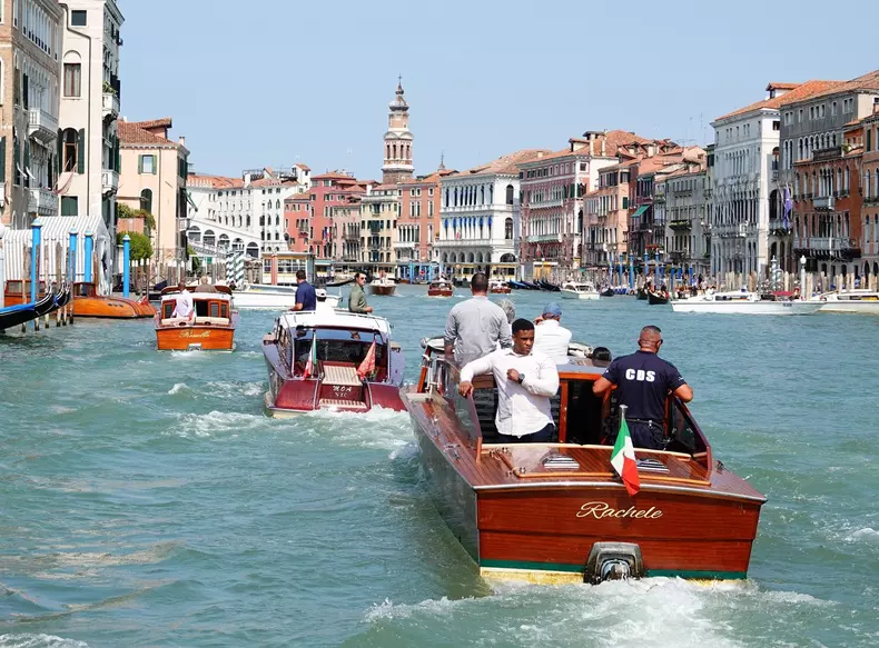 Billionaire Amazon founder Jeff Bezos and Lauren Sanchez arrive in Venice ahead their much anticipated wedding