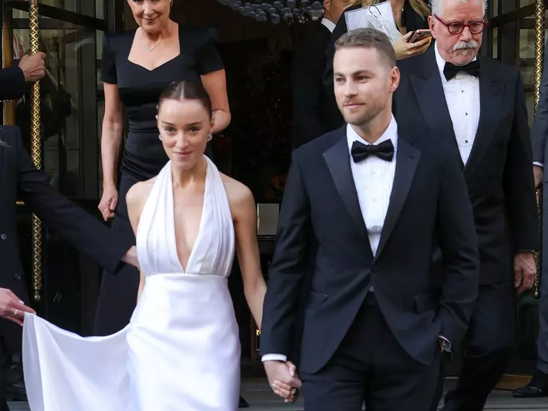 Celebrities exit from their London hotel ahead of BAFTA Awards in London.