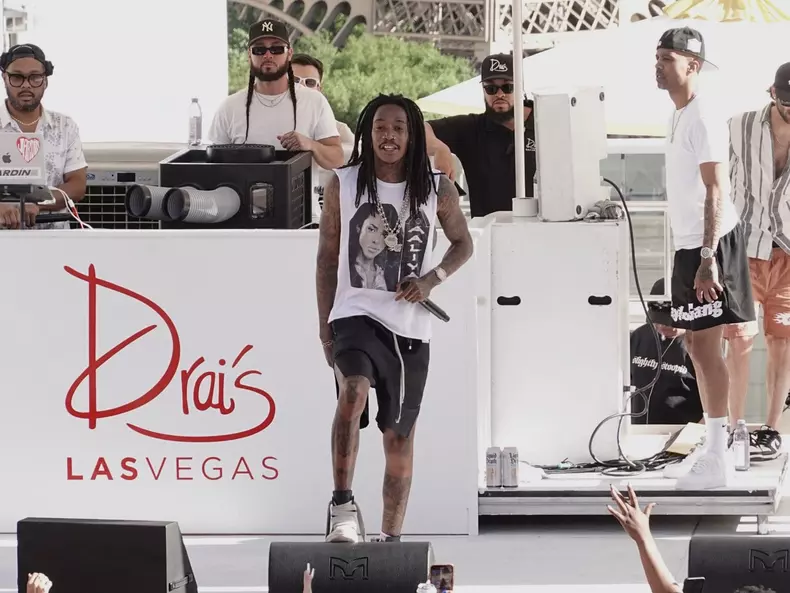 EXCLUSIVE: Wiz Khalifa Lights Up Drai's With Smoke-Filled Outdoor Concert In Las Vegas - 27 Apr 2024