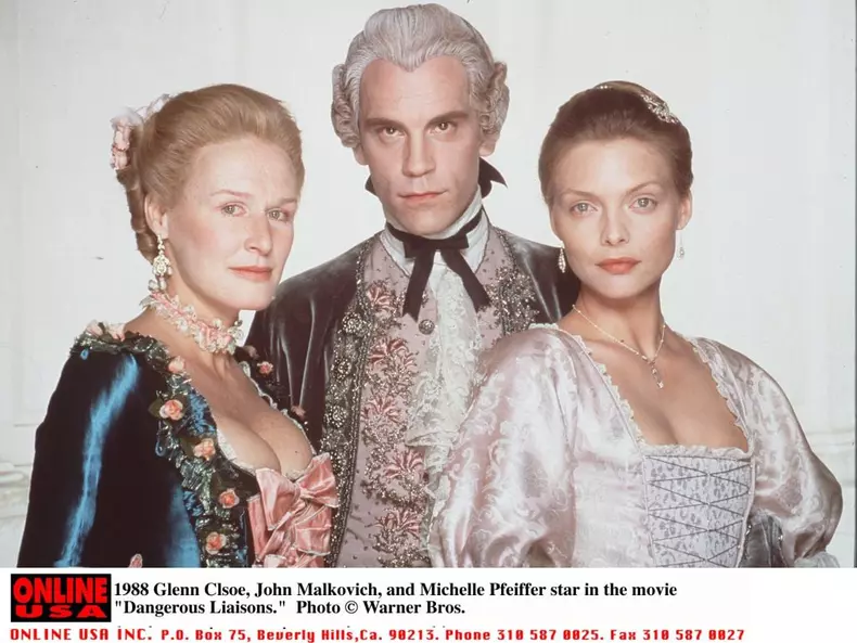 Glenn Close John Malkovich And Michelle Pfeiffer Star In The Movie Dangerous Liaisons