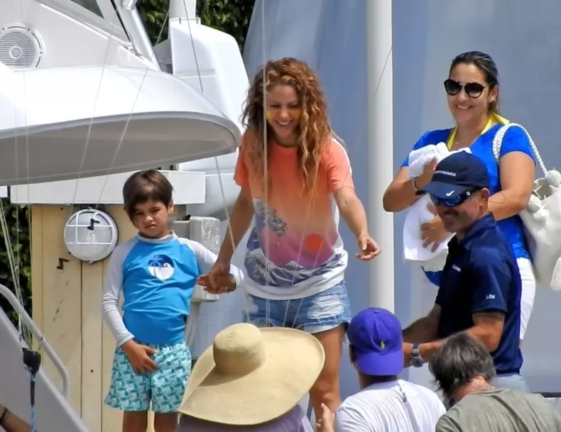 *EXCLUSIVE* Shakira wears Clown Makeup for Boat Ride with her 2 adorable Kids