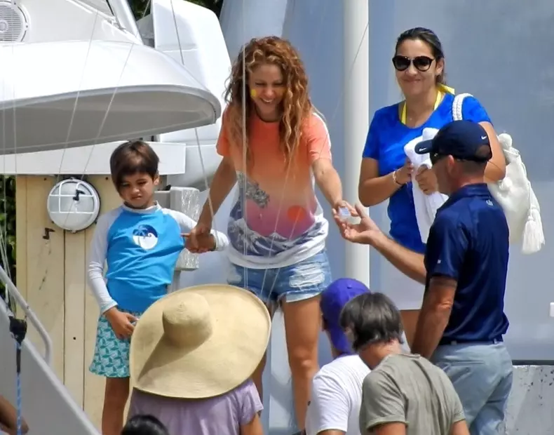 *EXCLUSIVE* Shakira wears Clown Makeup for Boat Ride with her 2 adorable Kids