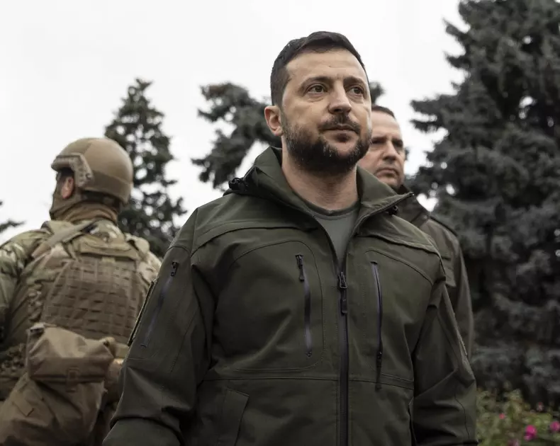 Ukrainian President Volodymyr Zelenskyy in Izium after the city was regained from Russian forces