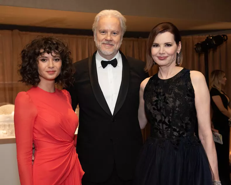 Gratiela Brincus, Tim Robbins and Honoree Geena Davis attend the Academy's 2019 Annual Governors Awards in The Ray Dolby Ballroom on Sunday, October 27, 2019, in Hollywood, CA.