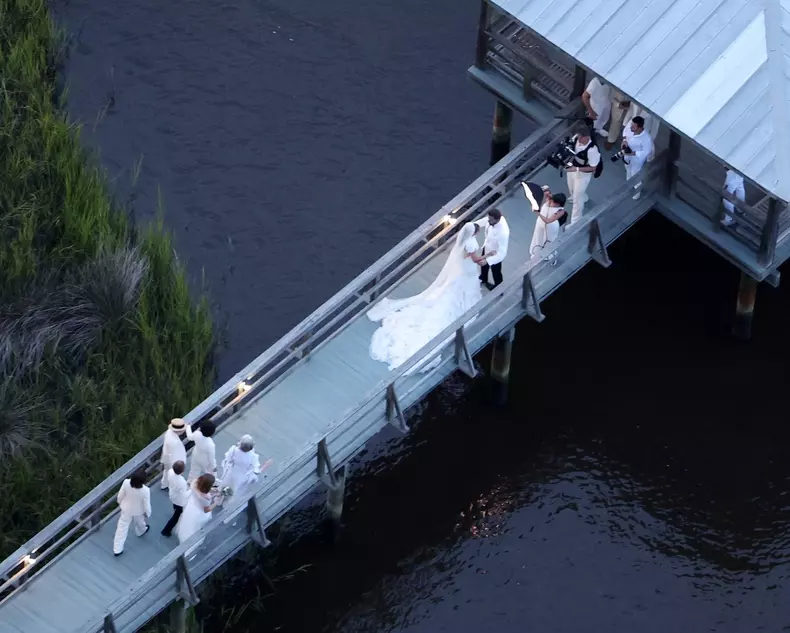*PREMIUM-EXCLUSIVE* Jennifer Lopez marries Ben Affleck (again!) wearing a stunning white wedding dress with a 20ft train