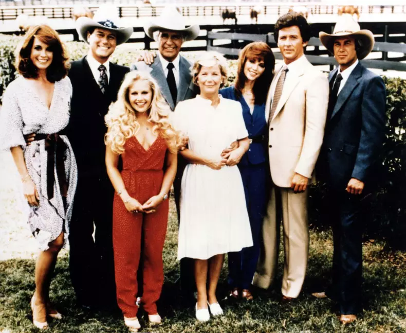 DALLAS L-R: LINDA GREY, LARRY HAGMAN, CHARLENE TILTON, JIM D