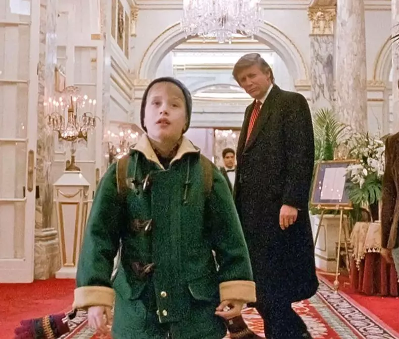 HOME ALONE 2: LOST IN NEW YORK  1992 20th Century Fox film with Macaulay (owned atbthat time by Trump) Culkin and Donald Trump in the Plaza Hotel