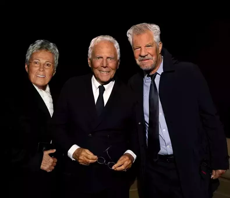 Giorgio Armani alături de Leo Dell'Orco