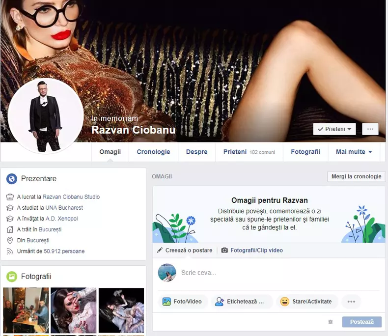 pagina de Facebook a lui Răzvan Ciobanu