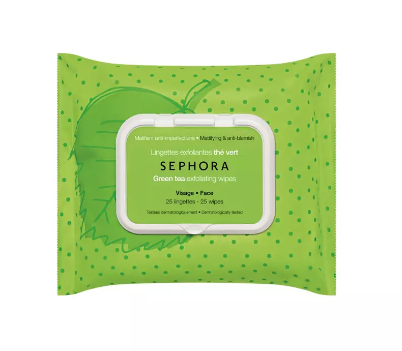 Șervețele exfoliante pentru ten, cu ceai verde, Sephora, 27 lei