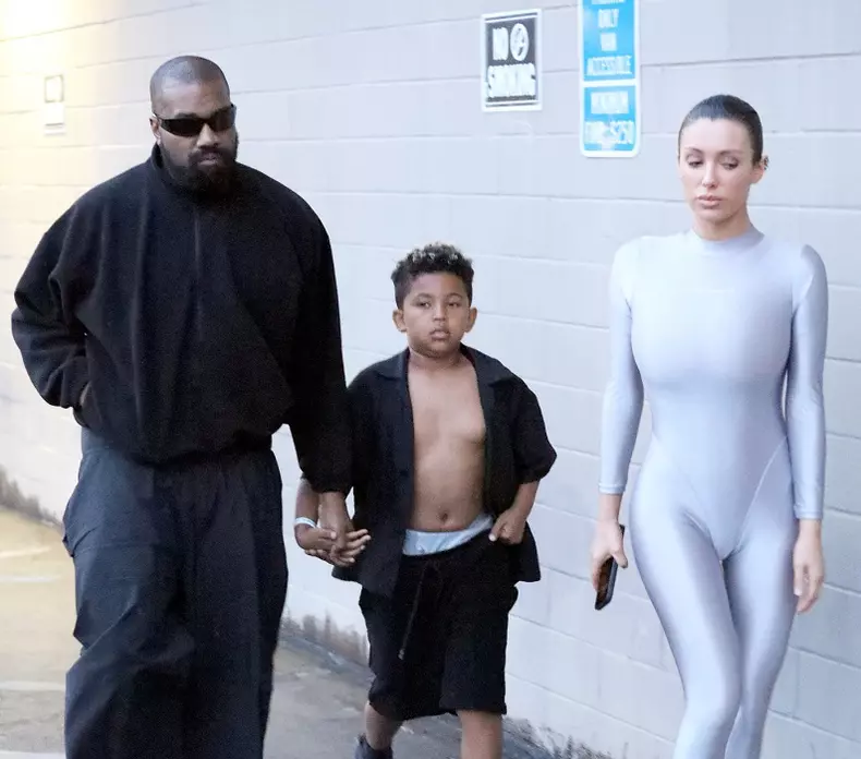 PREMIUM EXCLUSIVE Kanye West's Wife Bianca Censori Dons Shiny Bodysuit for Easter Family Outing