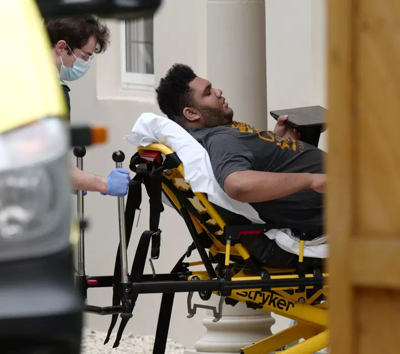 EXCLUSIVE: * EMBARGO: Strictly No Web Or Online Replication Permitted *Ambulance At Katie Price's House As Son Harvey Is Taken To Hospital For 'Urgent Medical Care'