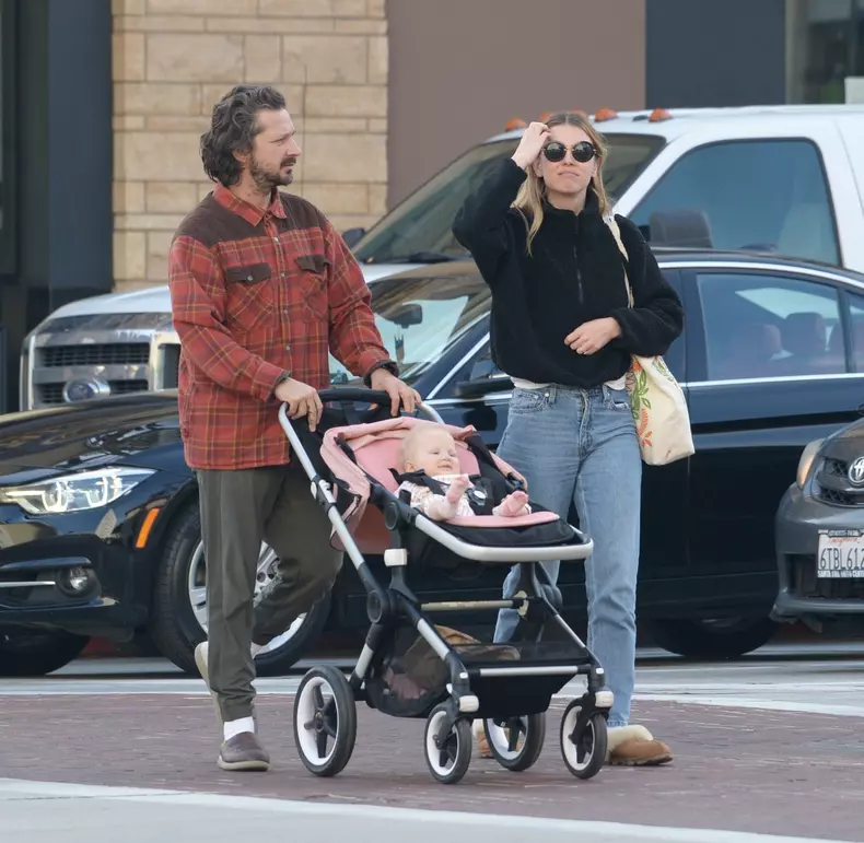EXCLUSIVE: Shia LaBeouf and Mia Goth are Spotted on a Coffee Run on Pasadena, California.