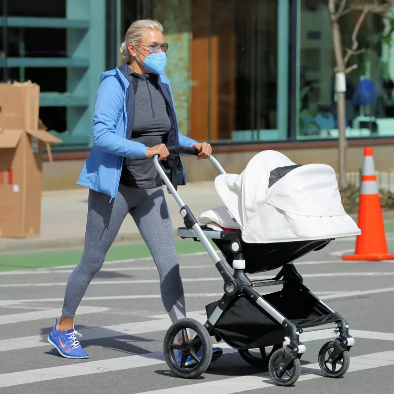 EXCLUSIVE: Yolanda Hadid  Takes Her Granddaughter Khai Hadid Malik Out For Some Fresh Air In Soho In New York City