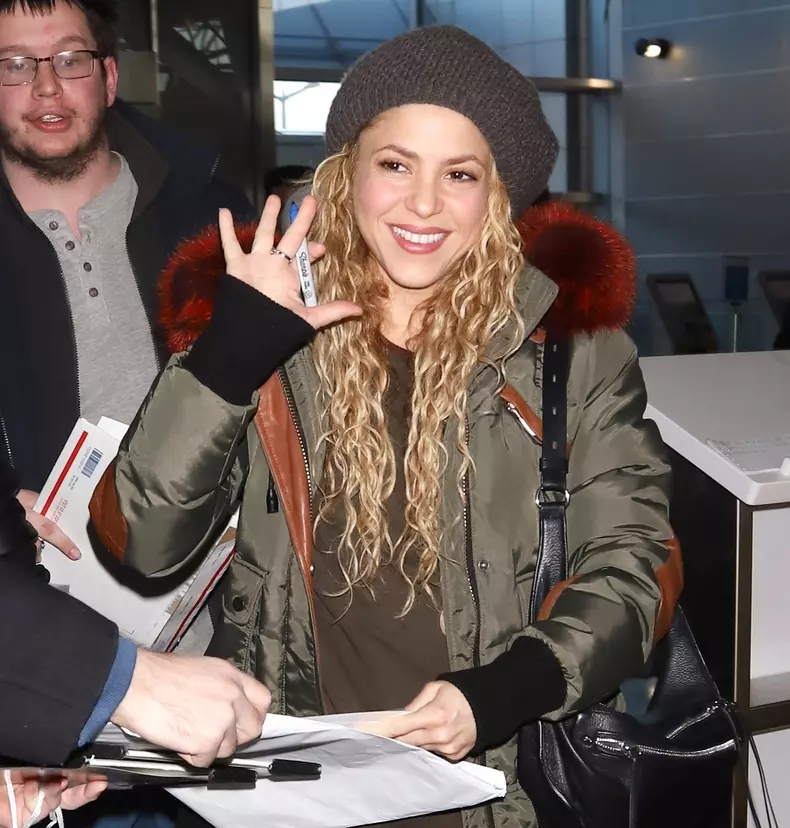 Shakira and her husband Gerard Piqué depart JFK Airport with their kids