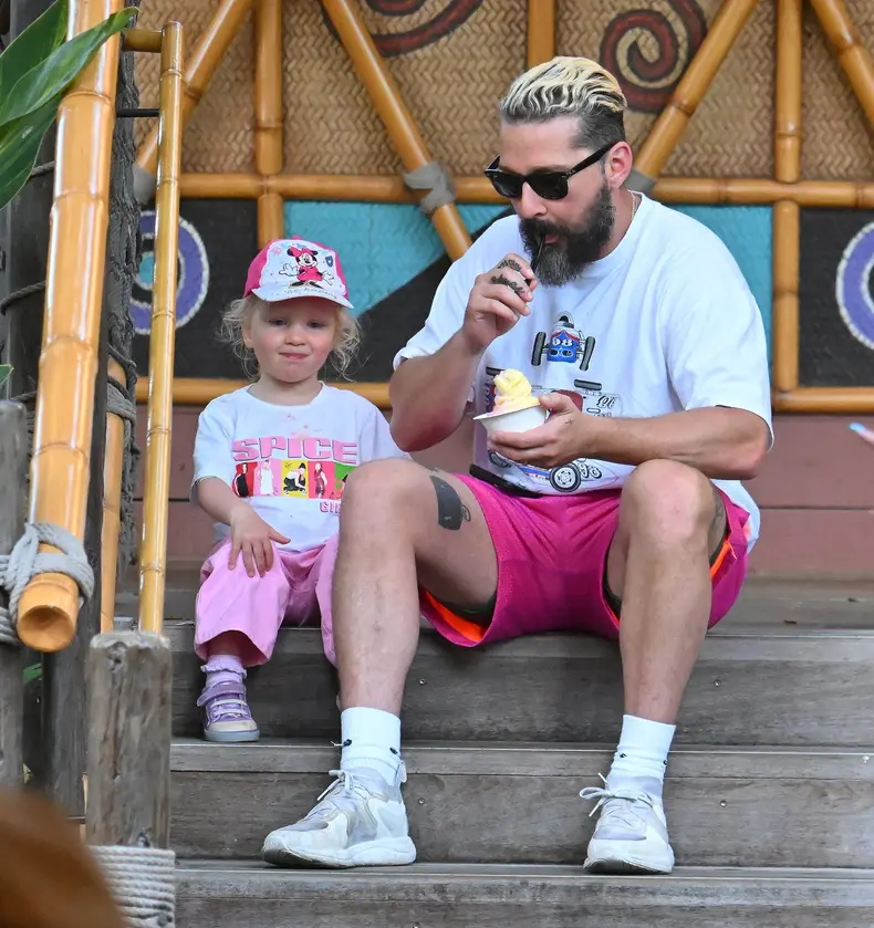 EXCLUSIVE: Shia LaBeouf enjoys quality time with daughter Isabel  during a fun day out at Disneyland.