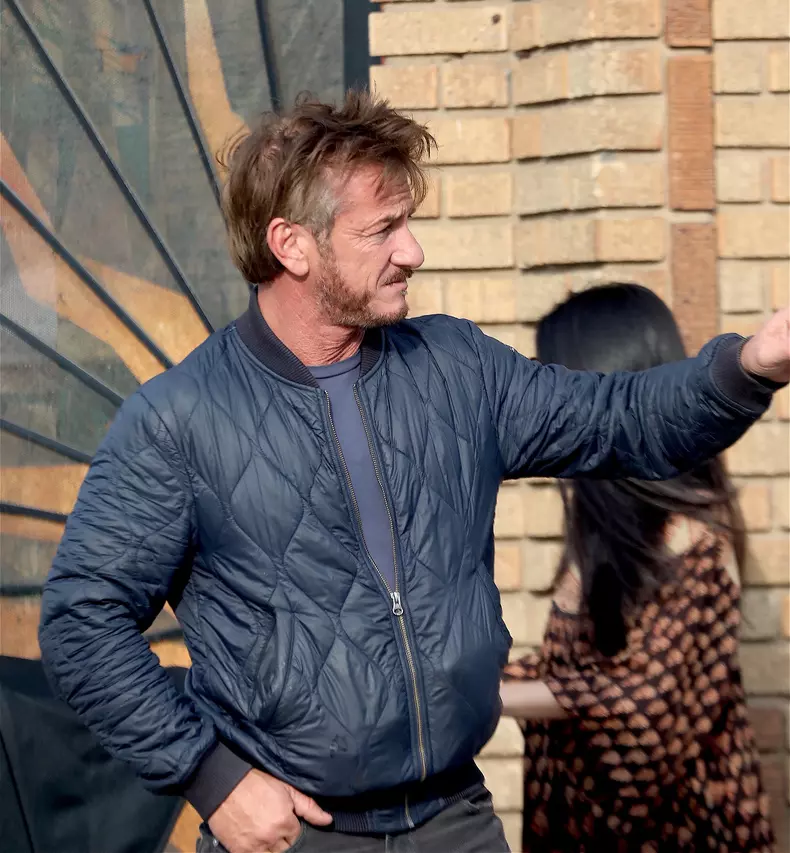 Sean Penn and his daughter Dylan Frances Penn return to their hotel in Santa Monica with their dog!