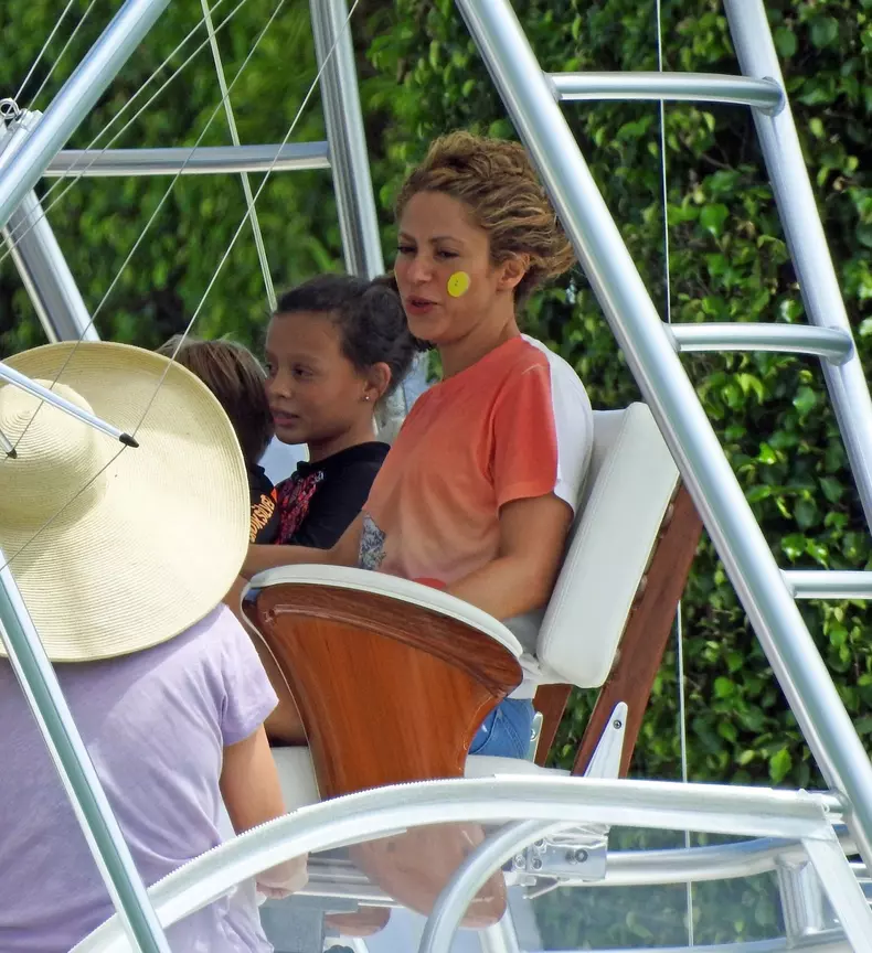 *EXCLUSIVE* Shakira wears Clown Makeup for Boat Ride with her 2 adorable Kids