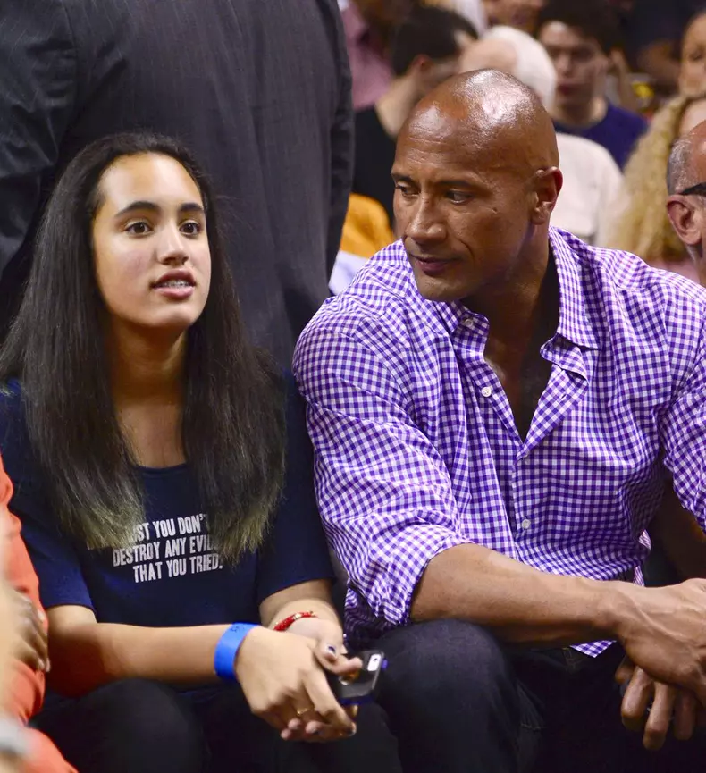 Dwayne Johnson Takes His Daughter To The Miami Heat Game