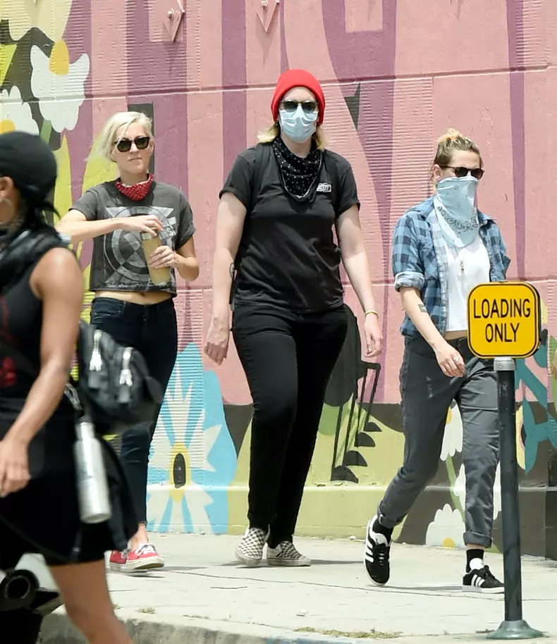 EXCLUSIVE: Kristen Stewart and Girlfriend Dylan Meyer Heads to a Protest in Los Angeles.