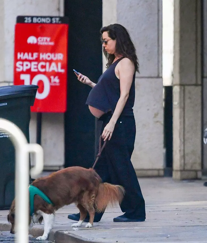 EXCLUSIVE: Aubrey Plaza Flashes Her Baby Bump While on a Dog Walk in New York City