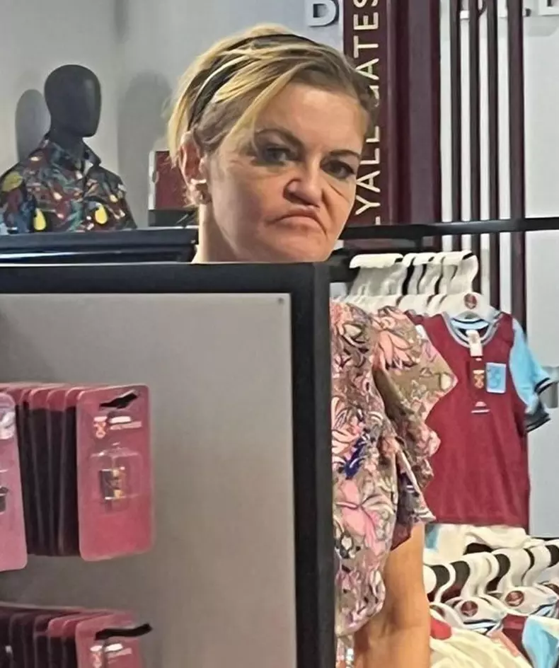 *EXCLUSIVE* Following West Ham's stunning win in the Europa Conference League victory against Fiorentina in Prague, the former Eastenders star and West Ham fan Danniella Westbrook shows her allegiance to the club with a visit to the London Stadium.