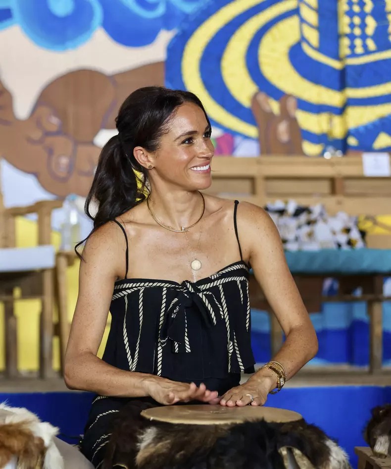 Meghan Markle Accessorises with Princess Diana’s Gold Cartier Tank Watch During Her Trip to Colombia