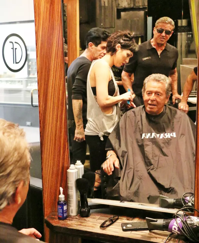 EXCLUSIVE: Sylvester Stallone Tries His Hand On Cutting Pal's Frank Pesce's Hair