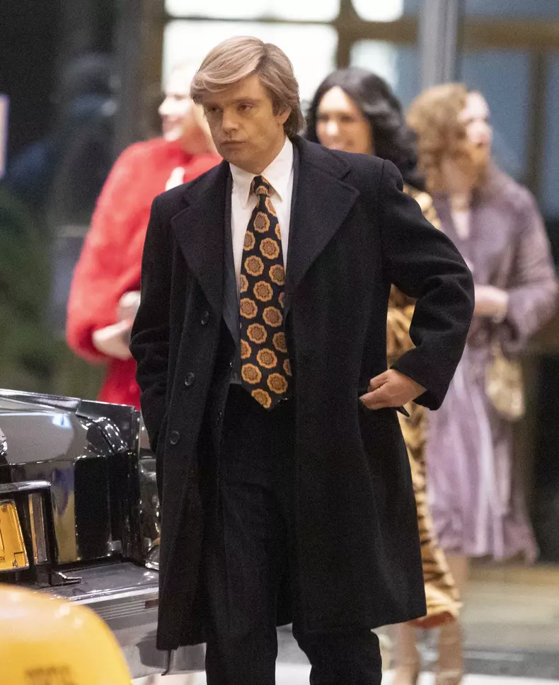 EXCLUSIVE: Sebastian Stan on the set of The Apprentice in Toronto, Canada.