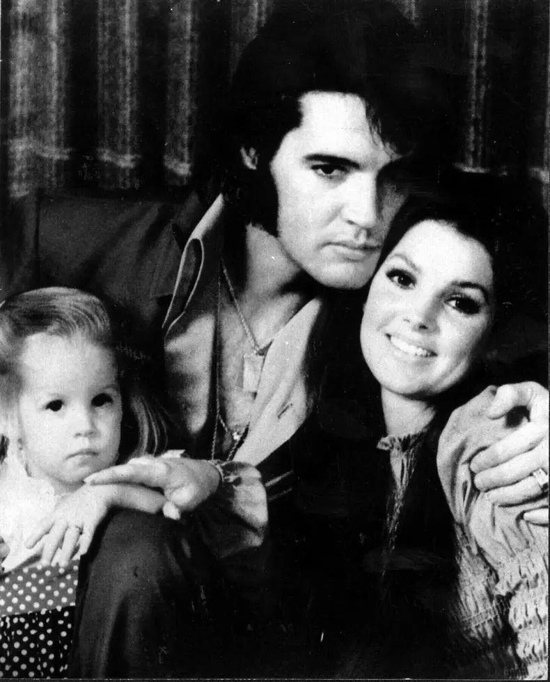 Elvis Presley with wife Priscilla and daughter Lisa Marie - 1960s