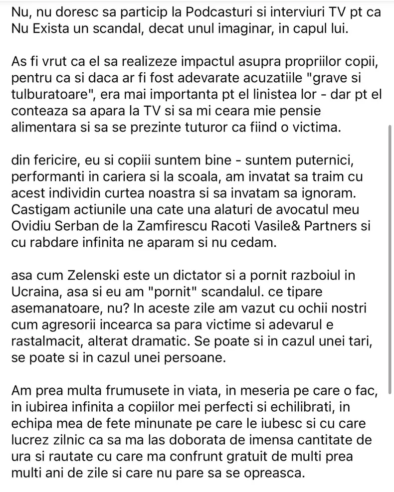 Maria Lucia Hohan, prima reacție după ce a fost acuzată de Adrian Stănescu, tatăl copiilor ei, de abuz de substanțe interzise, alcool și prostituție (1)