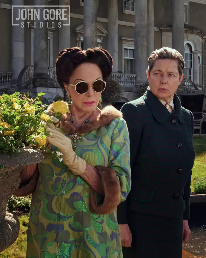 In production for “The Bitter End”, I’m delighted to post the official “first look” photograph of Wallis Simpson, the Duchess of Windsor, and her scheming lawyer, Maitre Suzanne Blum in the garden of her vi