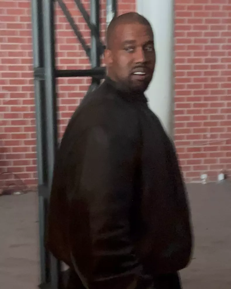 Kanye West and wife Bianca Censori at their pop-up visual event in Hollywood