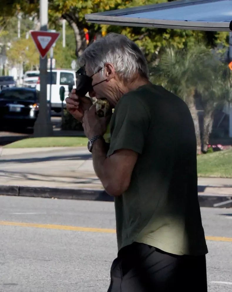 *EXCLUSIVE* Harrison Ford Keeps It Real And Eats Off Taco Truck