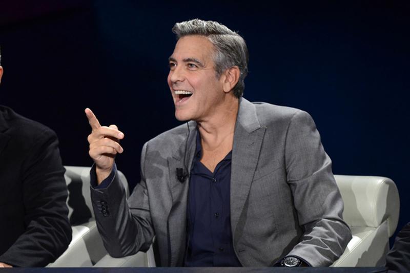 Clooney - Damon - Dujardin Guests at Italian TV show - Che tempo che fa -