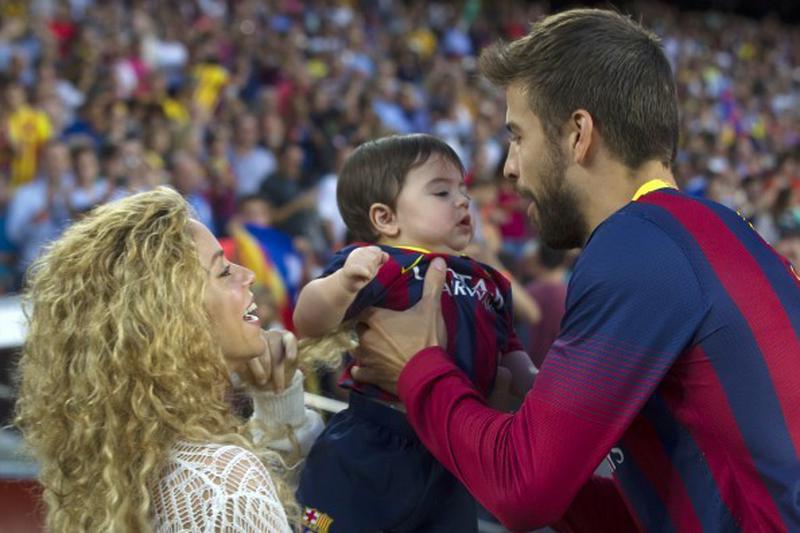 Shakira Seen With Her Baby During Liga BBVA In Barcelona